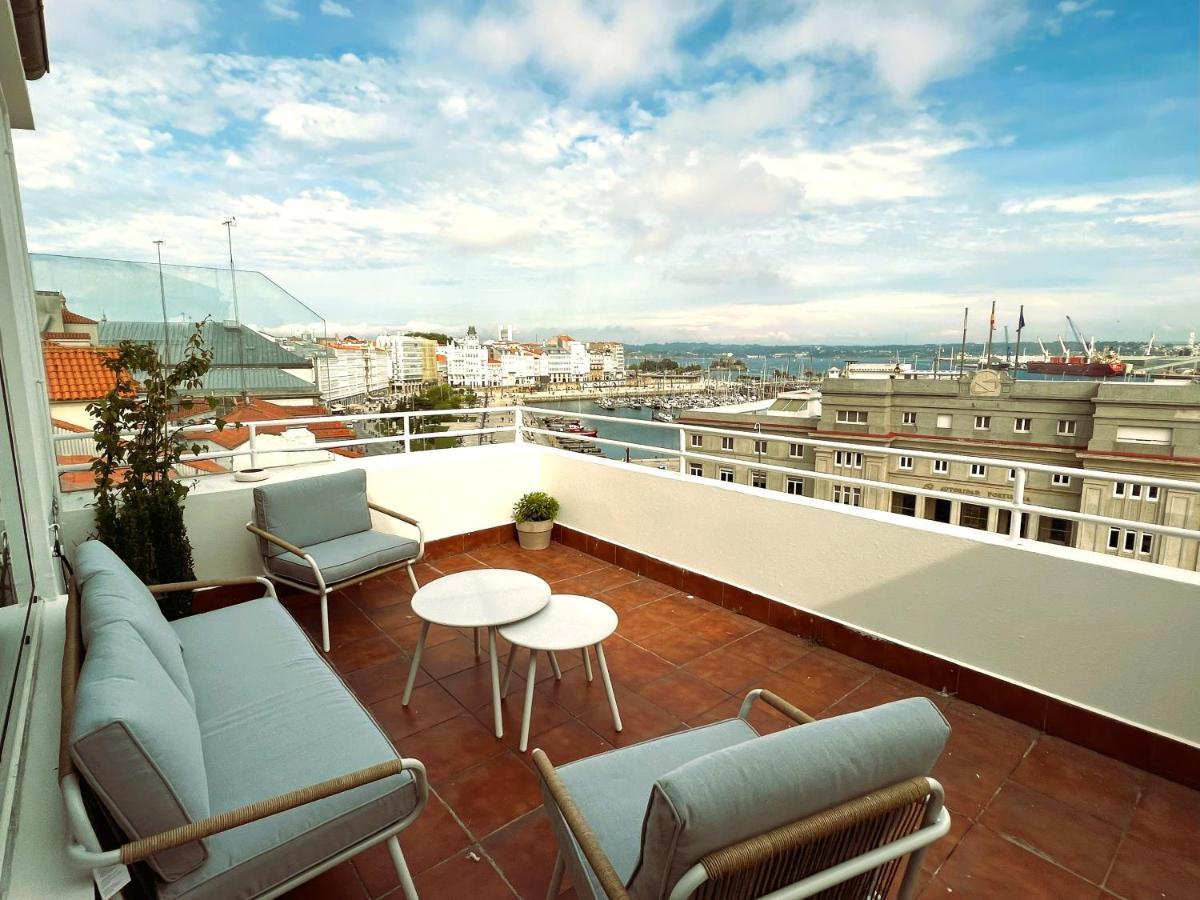 Atico Con Dos Terrazas E Increibles Vistas En Pleno Centro De La Corogne Extérieur photo